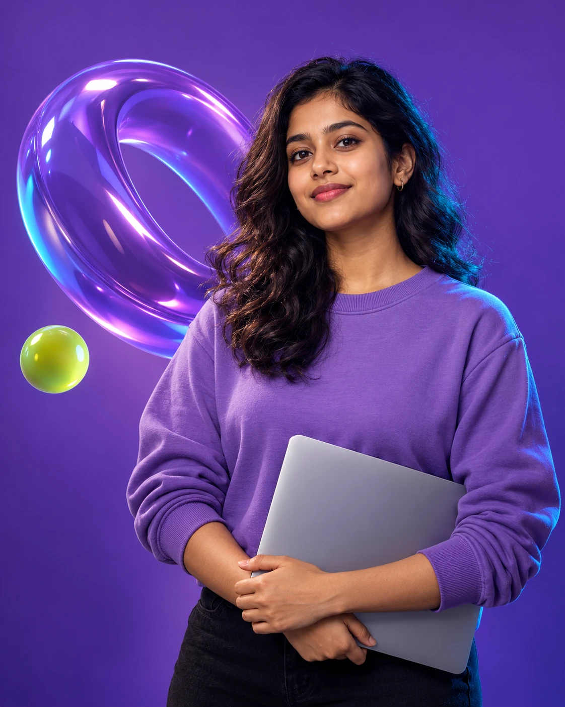 Young woman holding a laptop